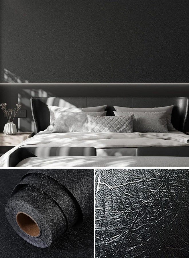 نوايوو ورق جدران ذاتي اللصق، قابل للإزالة، 40 سم × 650 سم، مقاوم للماء، ورق حريري، ديكور منزلي، فينيل، مناسب لأسطح العمل والأثاث، ديكور جدران أسطح العمل (أسود) - Image 1